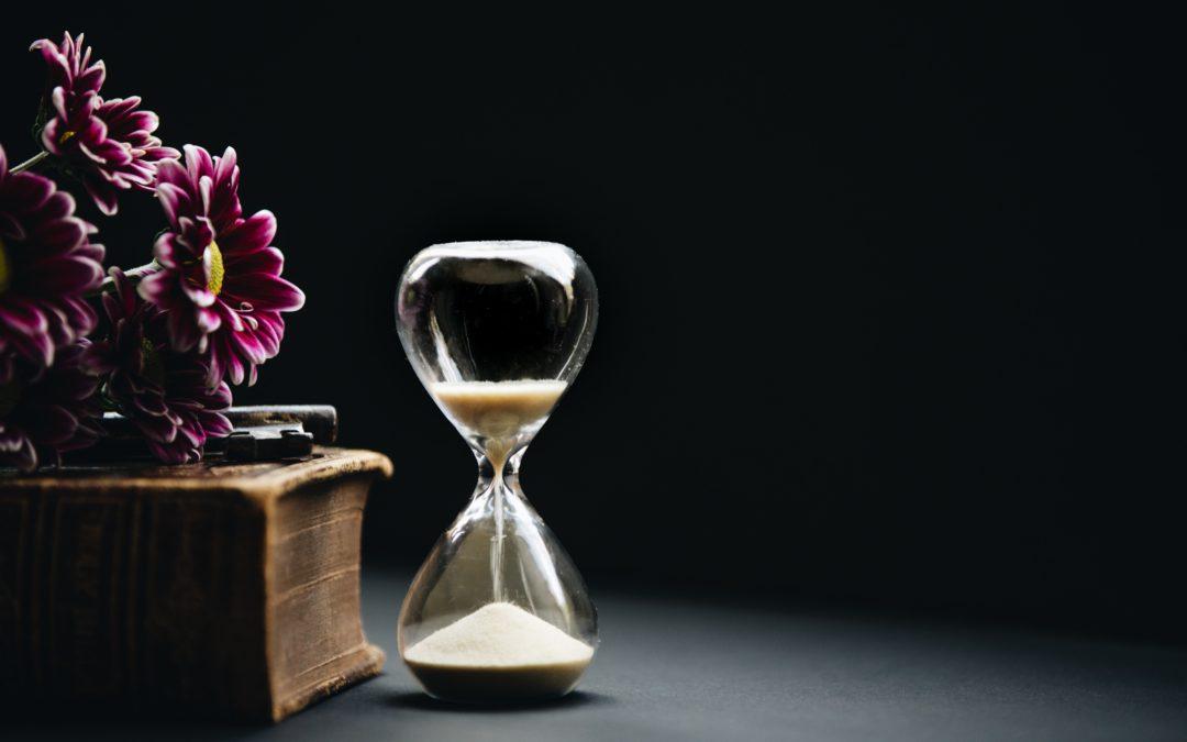 hourglass with flowers